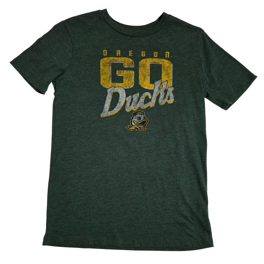 Team Athletics Oregon Go Ducks Kids XL 14/16 Green Heather Graphic T-Shirt